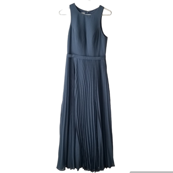 Azazie Lindie A-Line Pleated Chiffon Floor-Length Bridesmaid Dress Size A4 - Picture 2 of 15
